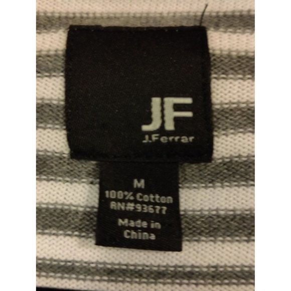 J.F J.Ferrar men’s Cardigan Sweater Gray White Stripe Long Sleeve Cotton M - Picture 7 of 8